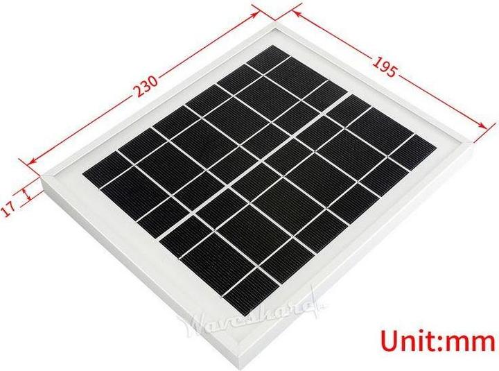 Actual product image WaveShare Solar Panel, 6V / 5W, with 3,5x1,35mm hollow plug