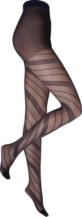 Levee Diagonal Lurex Collant, couleur 314 noir-argent, taille 36-38 (36 - 38)