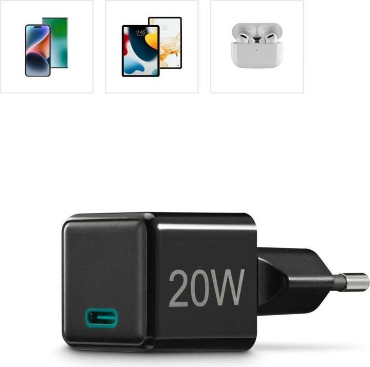 Image du produit Hama Chargeur rapide, USB-C, PD/Qualcomm®, Super-Mini-Charger, 20 W, noir (20 W, 1 portion)