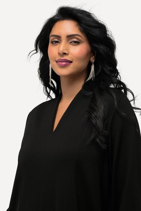 Image du produit Ulla Popken Robe midi point de Rome, manches 3/4, col calice et décolleté en V (54)
