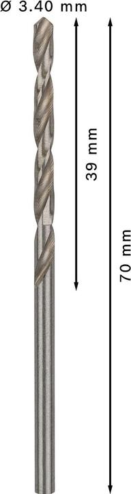 Immagine prodotto Bosch Professional Zubehör Punta PRO Metal HSS-G, 3,4 x 39 x 70 mm (3,4 mm)