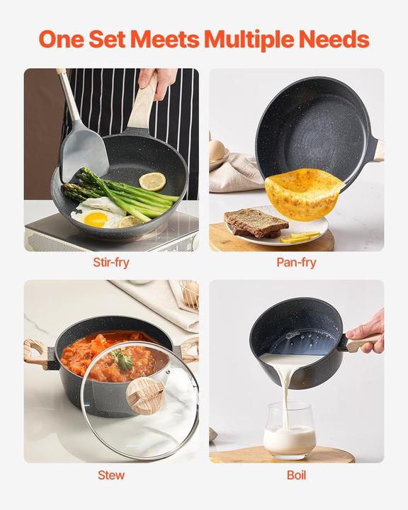 Immagine prodotto Vevor Topf- und Pfannenset (Set di pentole e padelle da cucina, Acciaio inossidabile, Alluminio)