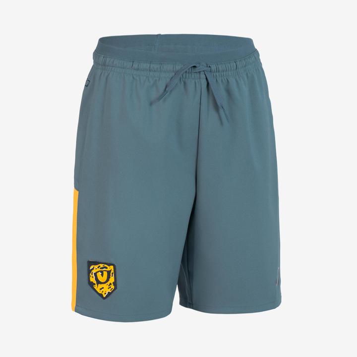 Produktbild Kipsta Kinder Fussball Shorts - VIRALTO Kids grau mit orangem Streifen