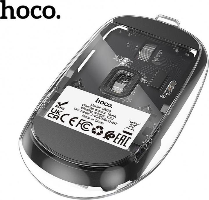 Actual product image Hoco Headphone with microphone computer wireless mouse 2,4G 1600 dpi GM29 dark night black (Wireless)