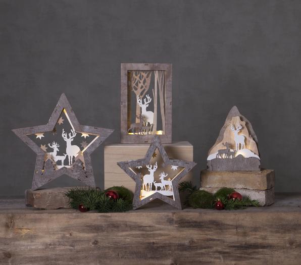 Produktbild Star Trading LED-Dekolicht Fauna Wald mit Hirschen 28 cm, Holz