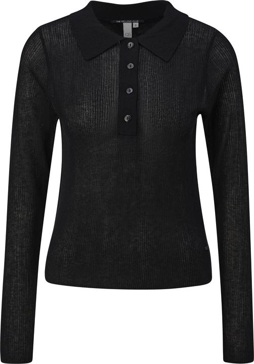 Produktbild s.Oliver Strickpullover Leicht transparenter Pullover mit Knopfleiste und Polokragen (M)