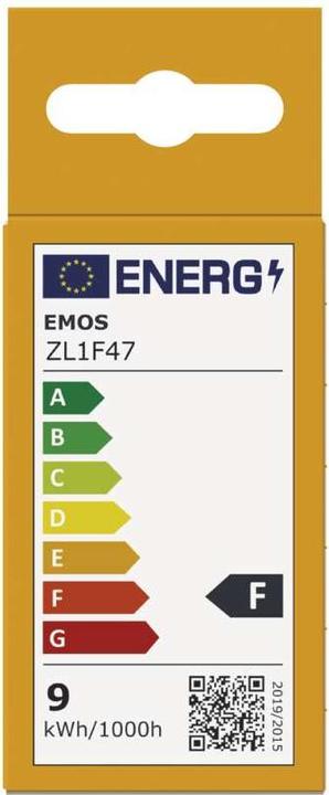 Label énergétique Emos LED BASIC MINI GLOBE 8,8W(60W) 806lm E14 WW (E14, 8.80 W, 806 lm, 1 x, F)