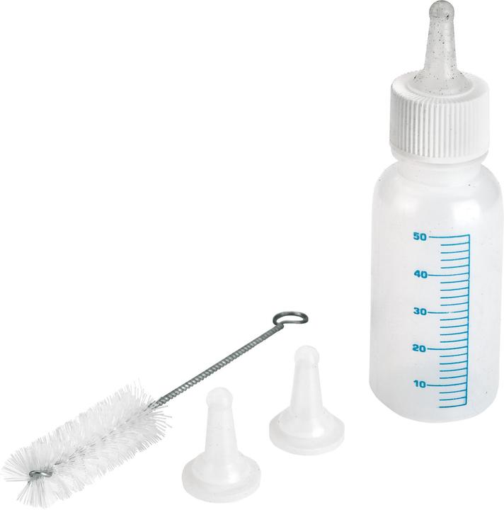 Kerbl Breeding bottle 50 ml, with 2 nipples w. cleaning brush (0.05 l)