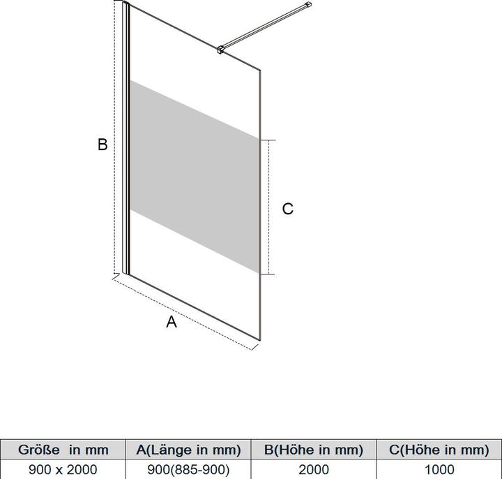 Image du produit SONNI Duschkabine eintürig, rahmenlos, begehbar, NANO behandeltes Glas 90x195 cm (90 cm, 195 cm)