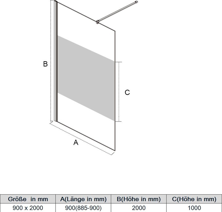 Actual product image SONNI Shower enclosure single door, frameless, walk-in, NANO treated glass 90x195 cm (90 cm, 0.80 cm, 195 cm)