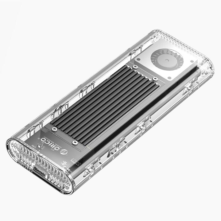 Actual product image Orico TCM2-G20 M.2 NVME USB-C 3.2 20Gb/s hard drive - Silver/Transparent (M.2)