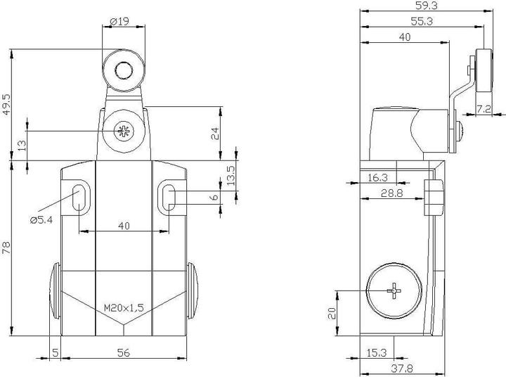 Produktbild Siemens Begrenzungsschalter 56 mm mit Drehhebel