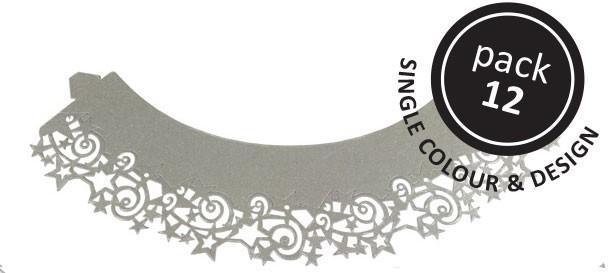 Produktbild PME Cupcake Wrapper Sterne/Silber (12 Stk.)
