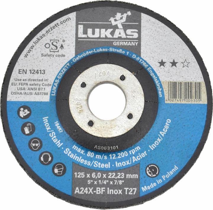 Actual product image Lukas Grinding wheel T27 for stainless steel 125x6 mm cranked