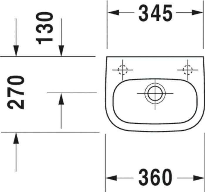 Produktbild Duravit Handwaschbecken D-CODE m ÜL HLB 360x270mm 1 Hahnloch links weiss (270 mm, 360 mm)