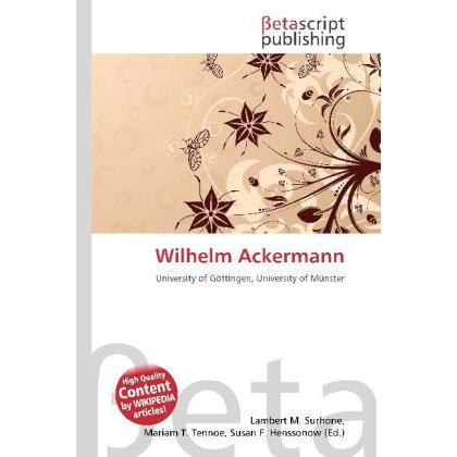 Wilhelm Ackermann, Fachbücher von Lambert M. Surhone, Miriam T. Timpledon, Susan F. Marseken