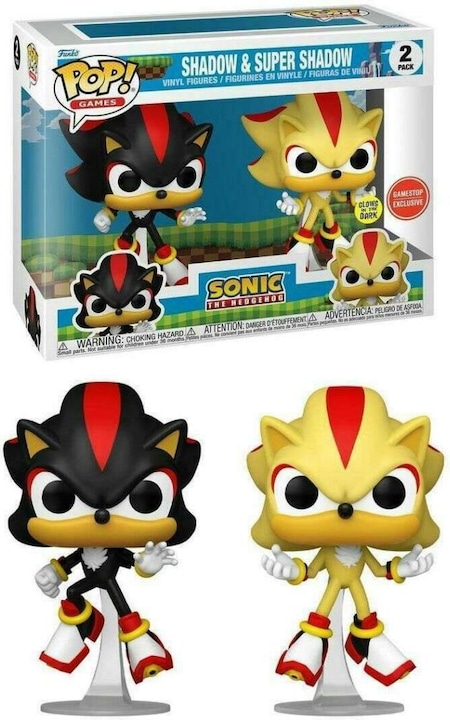 Actual product image Funko POP! 2-Pack Sonic the Hedgehog Shadow & Super Shadow Exclusive Phosphorescente