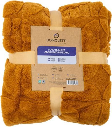 Actual product image Domoletti Plaid Jacquard Mustard, mustard, 140 cm x 200 cm (200 x 140 cm)