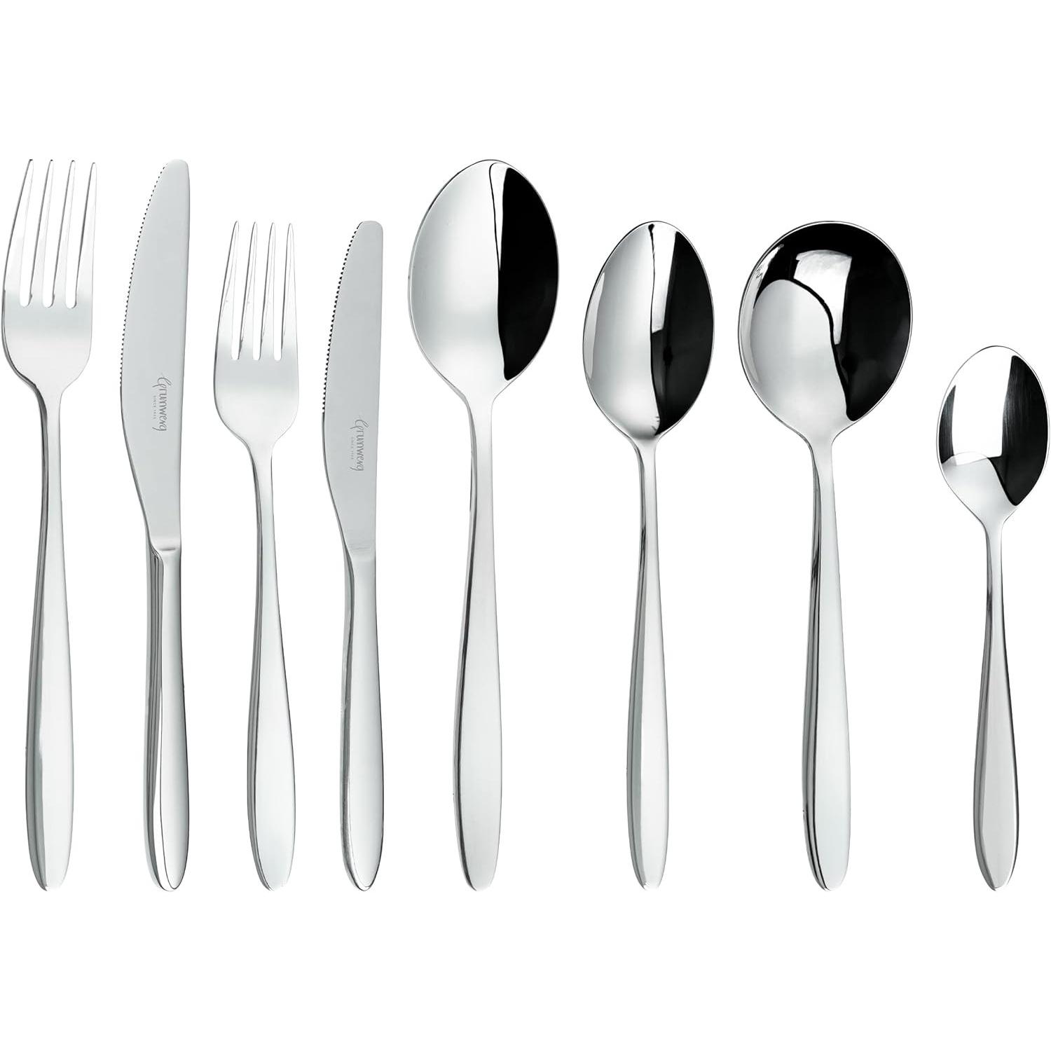 Grunwerg Set di posate Balmoral 44 pezzi con finitura a specchio, Posate