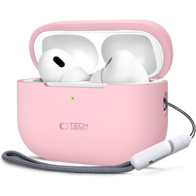Tech-Protect Silicone Case for Apple AirPods Pro 1 / 2 - Pink (Kopfhörer Hülle), Kopfhörertasche + Schutzhülle, Pink