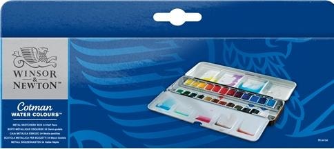 Produktbild Winsor & Newton Cotman Watercolour Sketchers (24 pcs) (830852) (Black, Orange, Yellow, White, Red, Grey, Green, Blue)