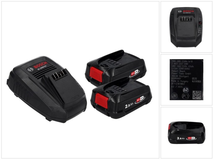 Actual product image Bosch Home & Garden Starter set PBA 18V (2x2.5Ah) + AL 1830 CV (18 V)