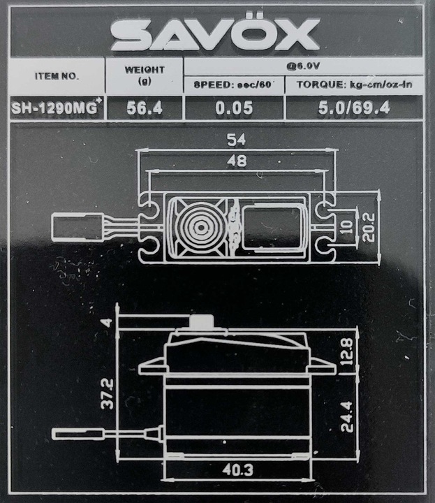 Actual product image Savöx Standard Servo SH-1290MG+ Digital 5 kg, 0.05 s