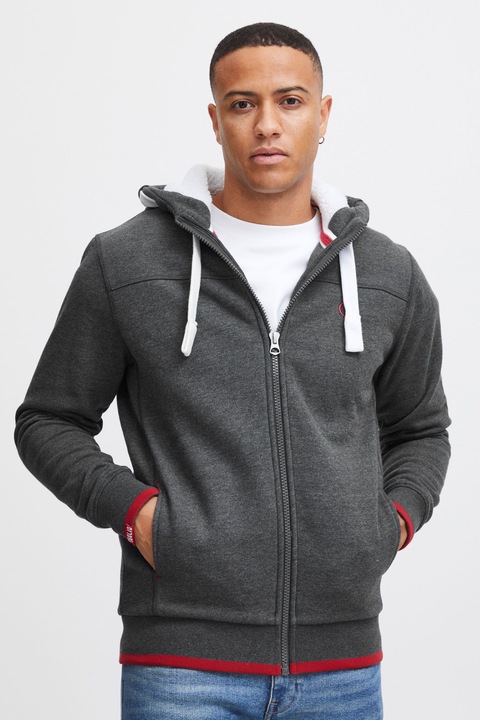 Image du produit Solid BenjaminZip Pile Veste En Sweat Avec Peau De Mouton Zippé Sweat-Shirt Pour Homme À CapucheDoub (M)