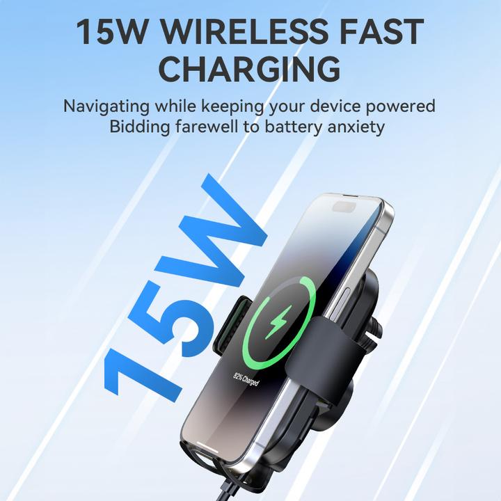 Actual product image Wozinsky WUMID car holder with 15W inductive charger for dashboard - black