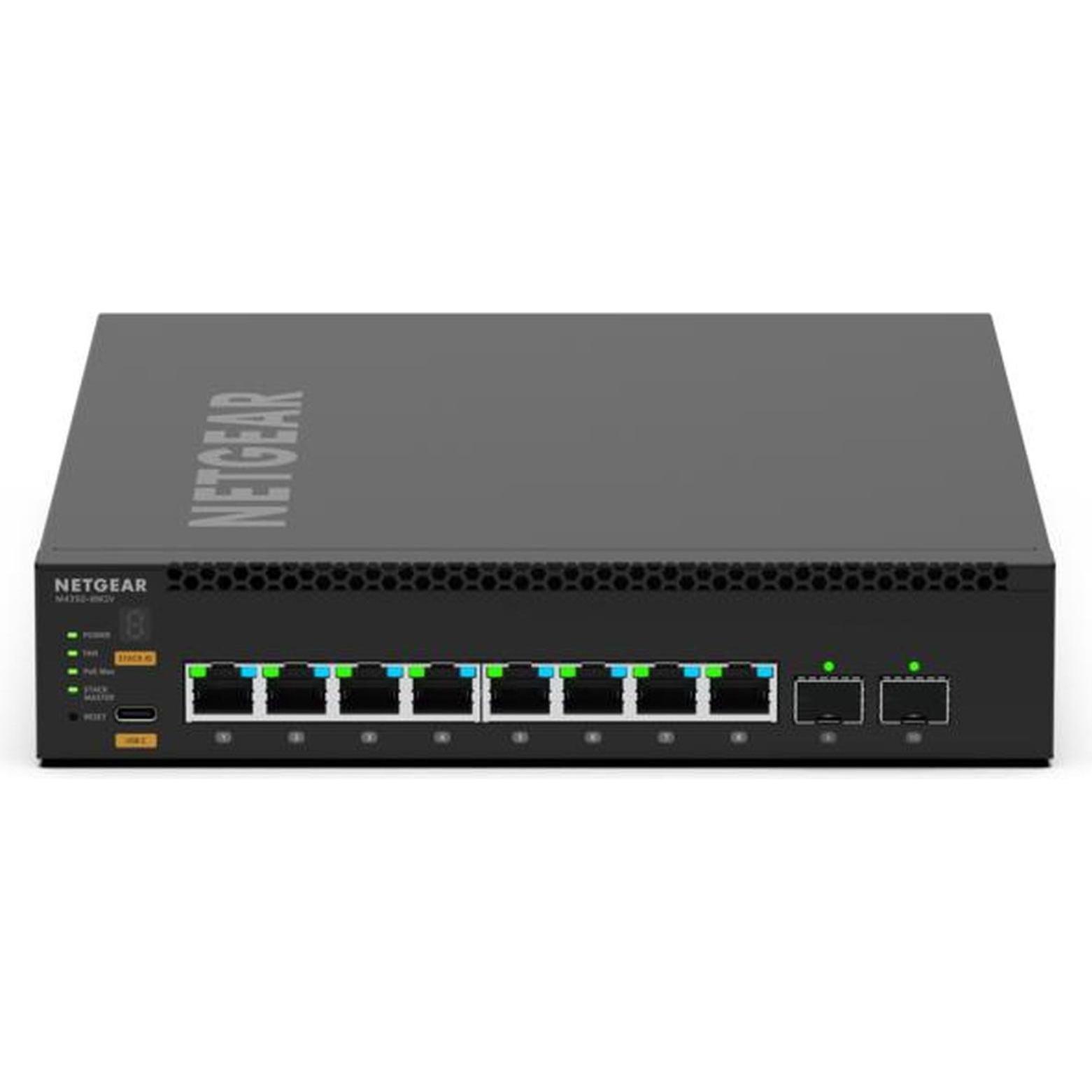 Netgear 8-PORT M4350-8M2V (10 Ports), Netzwerk Switch, Schwarz