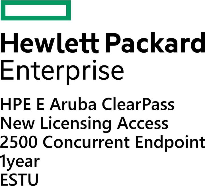 Produktbild HPE E Aruba ClearPass, New Licensing, Access, 2500 Concurrent Endpoints 1yr, E-STU (12 Monate)