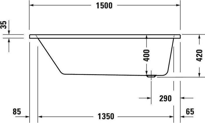 Actual product image Duravit Bathtub No 1 1 Back slopes white 1500x700mm (95 l, 150 cm, 70 cm)