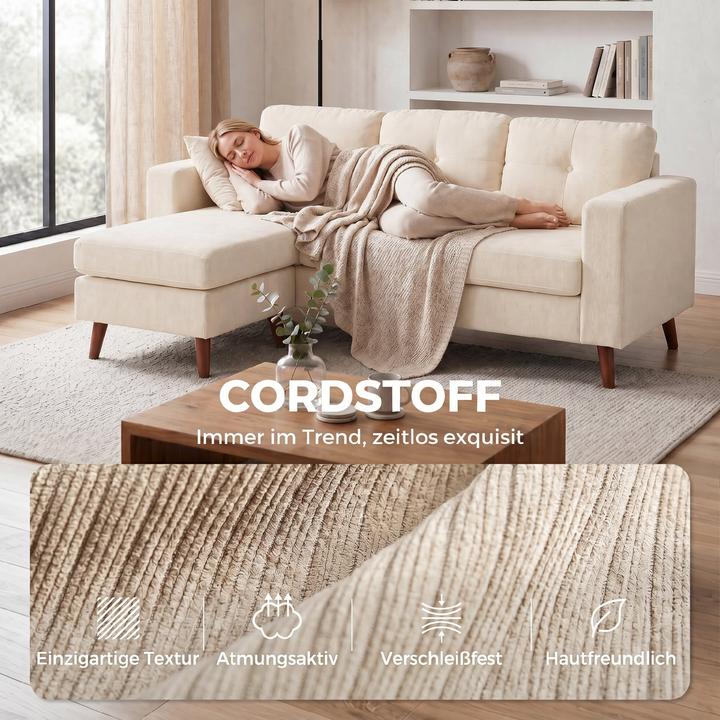 Immagine prodotto Homcom Ecksofa Polyester Cremeweiss (Divano ad angolo)