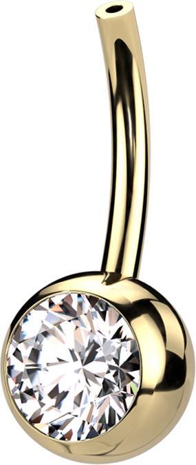 Actual product image Star Piercing Threadless banana stick gold-plated with ball crystal silver (Titanium, without brass)