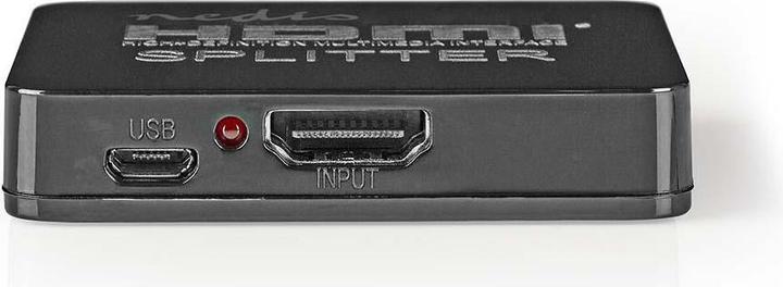 Actual product image Nedis HDMI T Splitter 2-Port Port(s) HDMIT Input 2X HDMIT Output 4K@30Hz 2.25 Gbps ABS / PVC Black