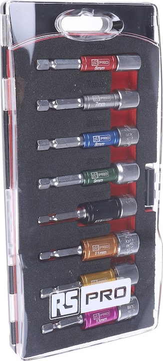 Productafbeelding Rs Pro Dopsleutelset, 8 stuks, 1/4 inch, zeskant, geanodiseerde afwerking (6 mm, 7 mm, 8 mm, 9 mm, 10 mm, 11 mm, 12 mm, 13 mm)