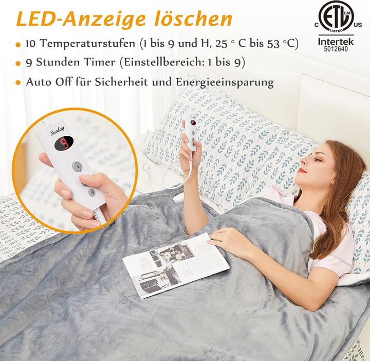Produktbild Sunlay Heizdecke mit Auto-Off-Timer und Überhitzungsschutz (160 x 130 cm)