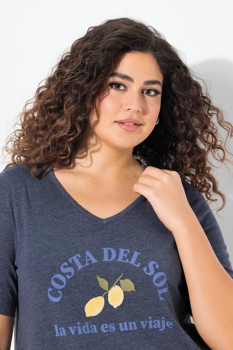Produktbild Ulla Popken Jerseykleid, Zitronen, A-Linie, V-Ausschnitt, Halbarm (42, 44)