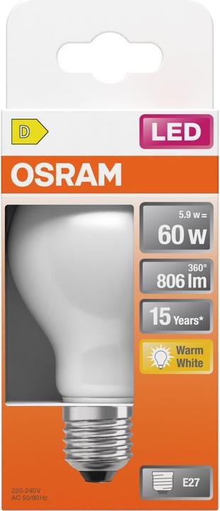 Image du produit Osram LED Leuchtmittel LED Retrofit CLASSIC A 5.9W 827 Frosted E27 Warm weiss 4099854467738 (E27, 806 lm, 1x)