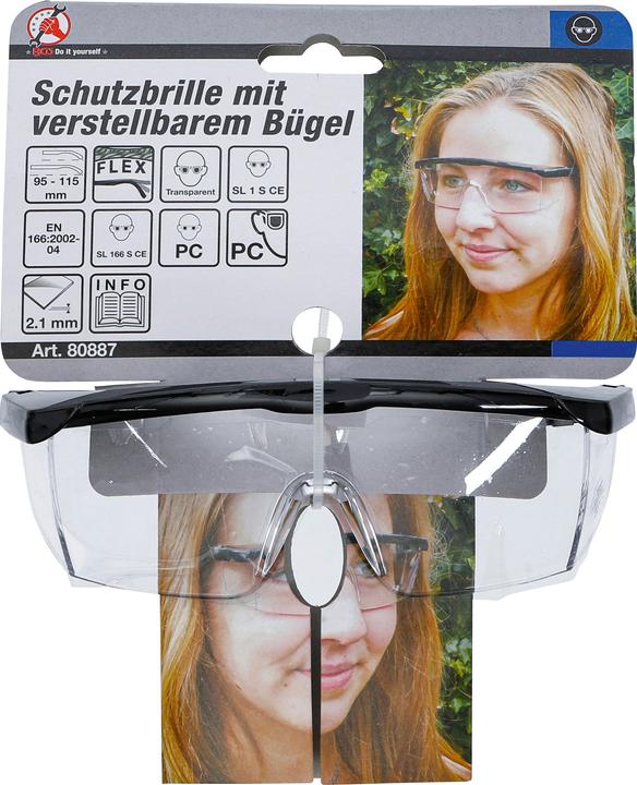 Actual product image BGS Safety Glasses with Adjustable Temples transparent