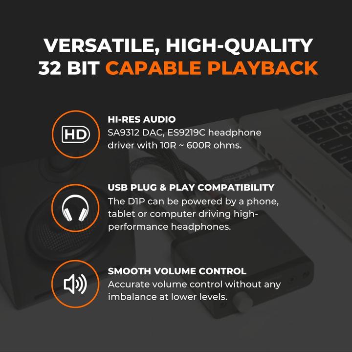 Immagine prodotto Audioengine D1P Portabler 32 Bit Kopfhörerverstärker und DAC (USB-DAC)