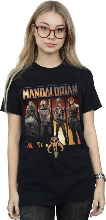 Immagine prodotto Star Wars The Mandalorian Character Lineup Maglietta Ampia Donna (5XL)