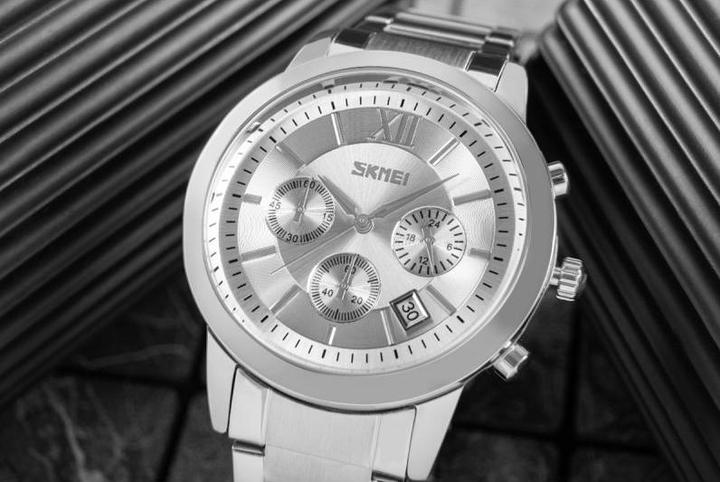 Immagine prodotto Skmei 9097SI Herrenuhr + BOX (Cronografo, Orologio da polso analogico, 43 mm)