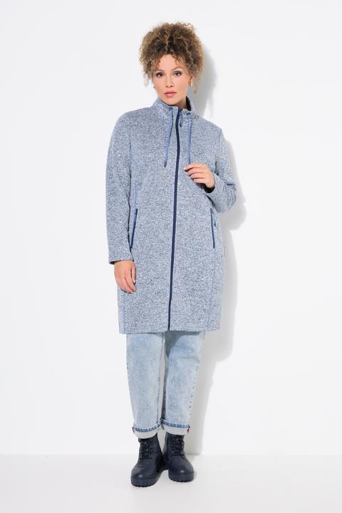 Produktbild Ulla Popken Strickfleecejacke, Stehkragen, längerer Schnitt, Zipptaschen (42, 44)