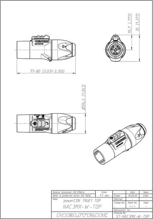Produktbild Neutrik NAC3MX-W-TOP