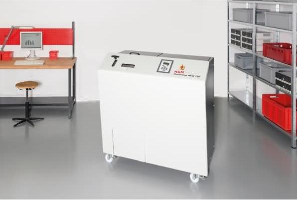 Image du produit HSM Powerline HDS 150 Destructeur de disques durs, 1 niveau, bandes : 40 mm (Coupe droite)