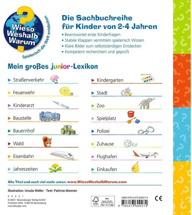 Produktbild Ravensburger Wieso? Weshalb? Warum? Mein grosses junior-Lexikon (Deutsch, Patricia Mennen, Ursula Weller, 2023)