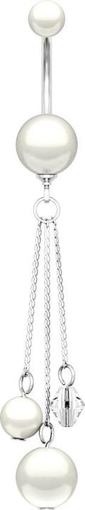 Immagine prodotto Star Piercing Banana d'argento con due sfere di perle bianche e ciondolo (Materiale sintetico, senza ottone, Acciaio chirurgico 316L)
