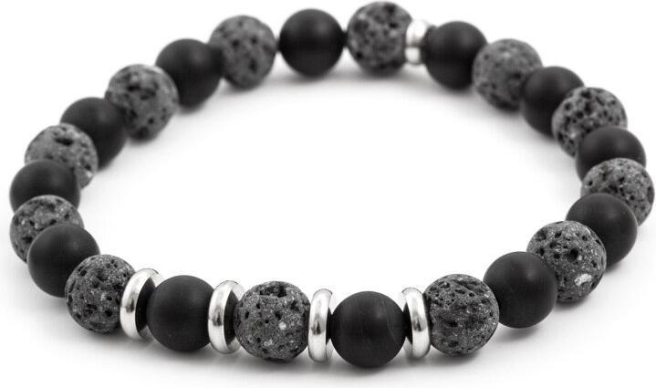 Actual product image Beneto Bead bracelet made of agate and lava stone MINK58 - Length: 19 cm (L) (19 cm)