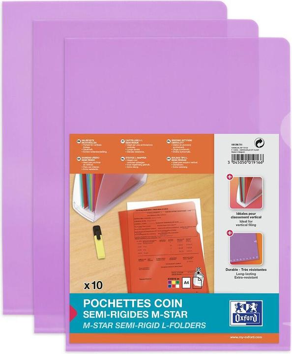 Immagine prodotto Elba Tasche trasparenti M Star, in film rigido PVC 0,15 mm, viola 2 fori di presa laterali, cristallino (A4, 10 x)